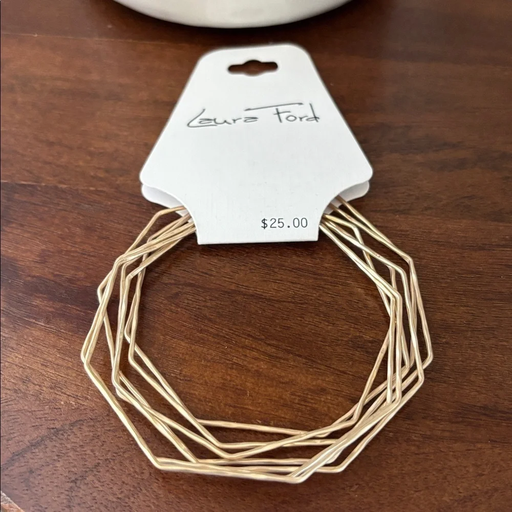 Laura Ford Goldtone Geometrix shape 7 bangles